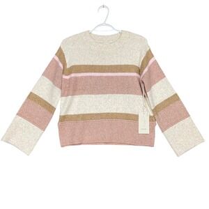 Joie Women's S Sweater Striped Crewneck Pullover Long Sleeve Beige Pink Knit NWT